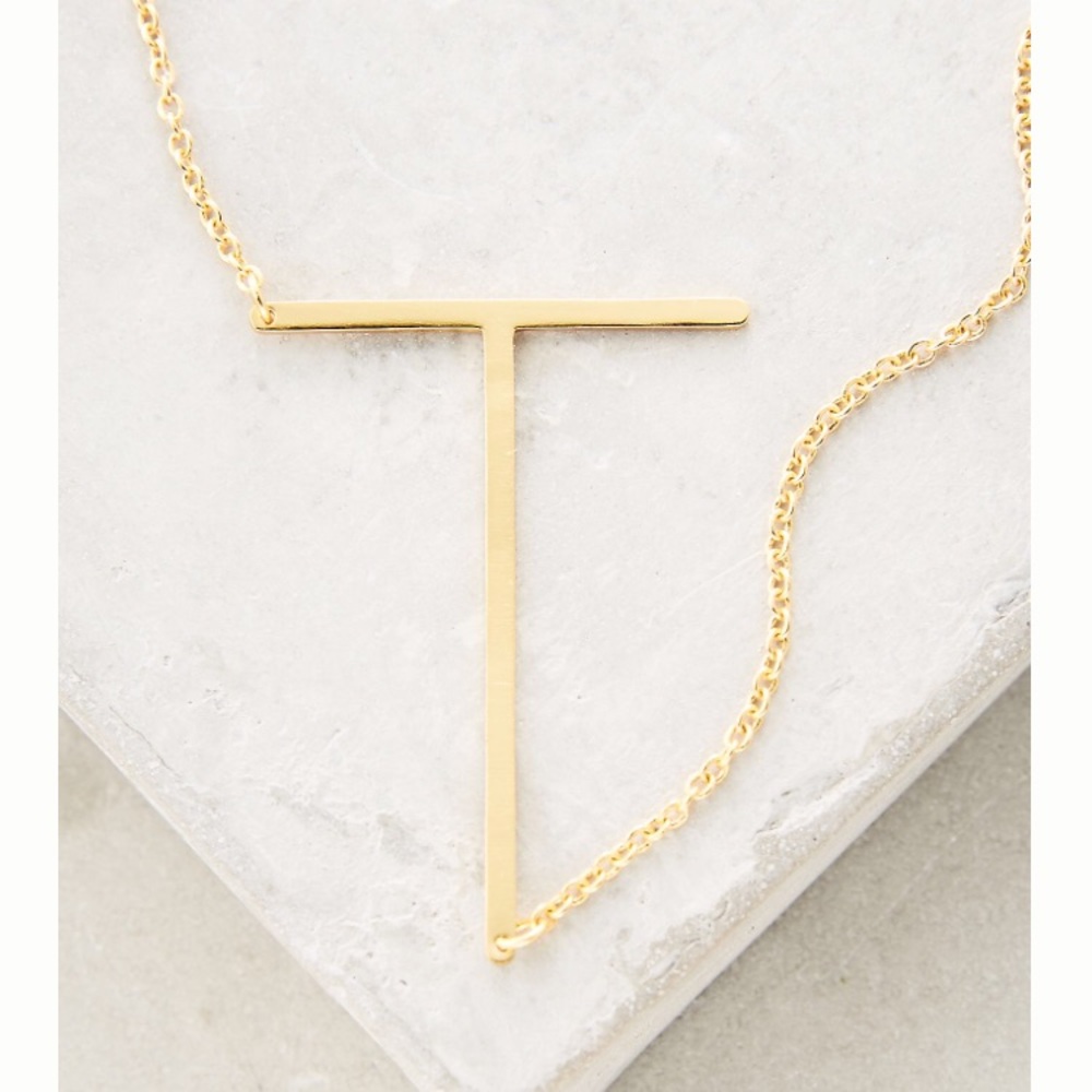 "Lucy" Letter T Gold Single Inital Necklace